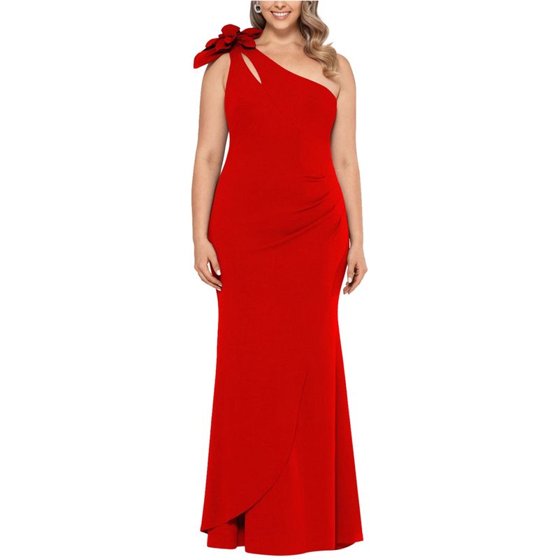 Nwt Xscape Womens Flower Gown Dress, Red, Dm